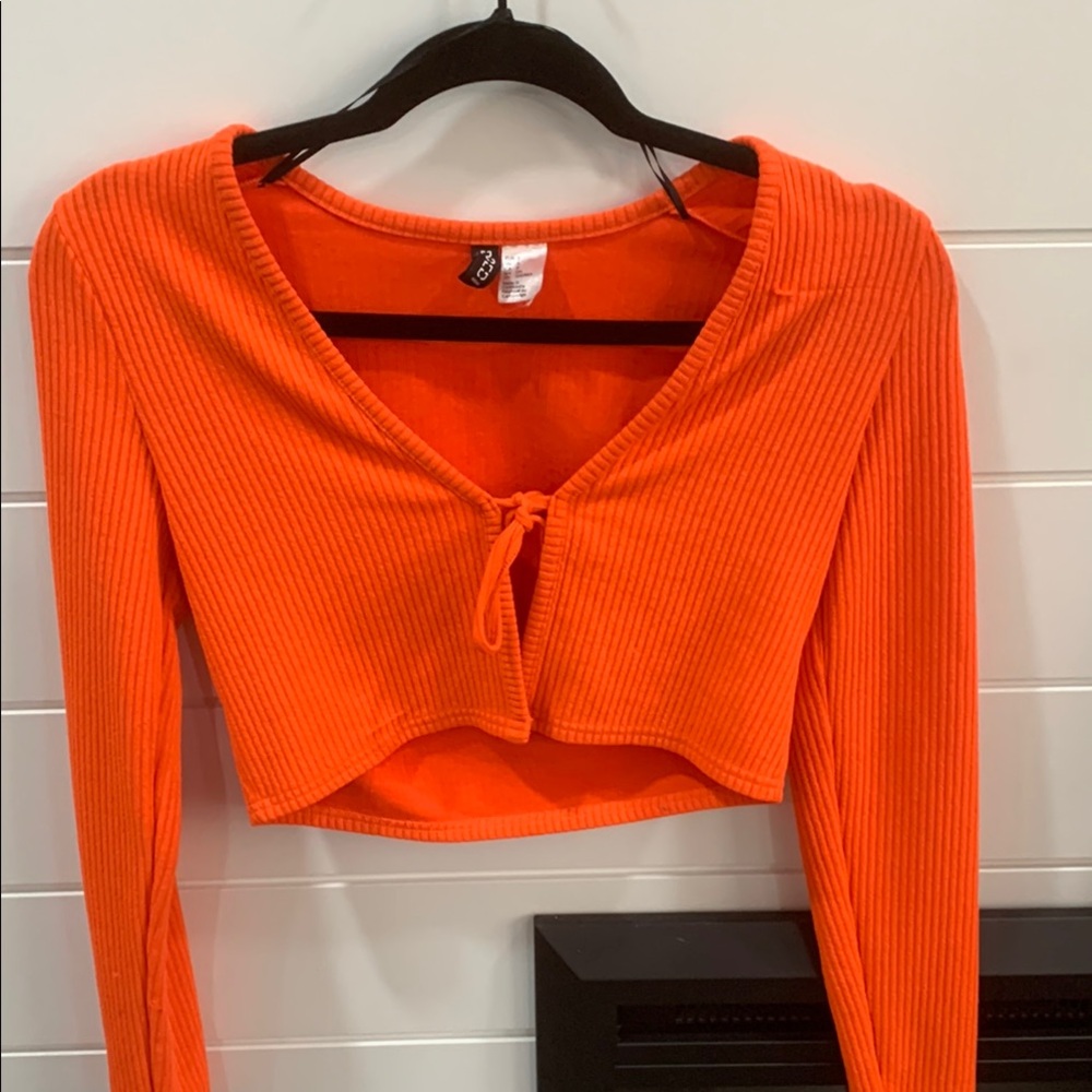 Orange Ribbed Crop Top
